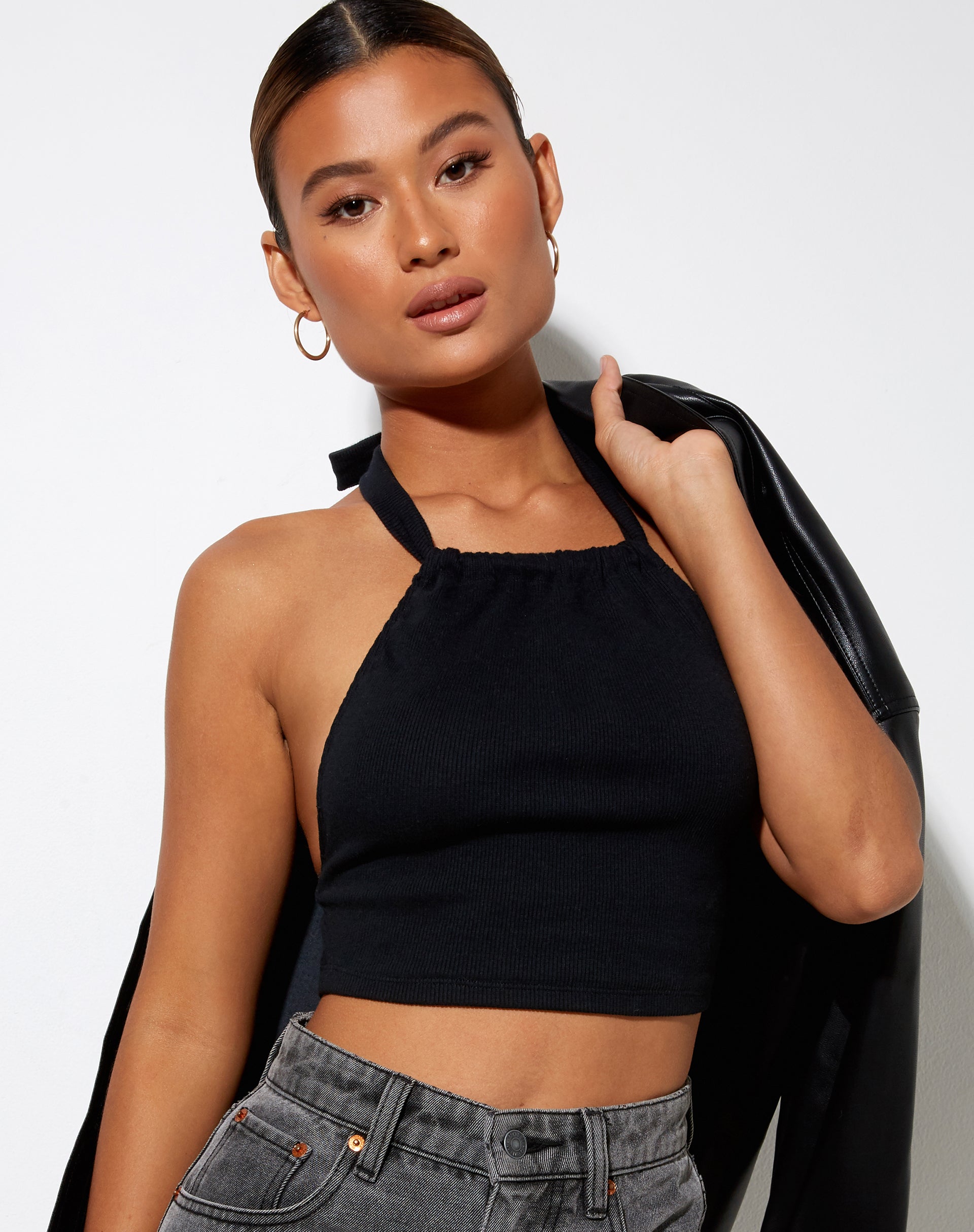 Jica Crop Top in Black-Nico Sky