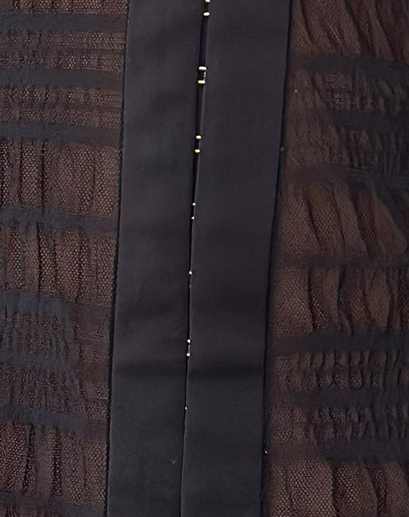 Jichan Ruched Long Sleeve Top in Mesh Black-Nico Sky