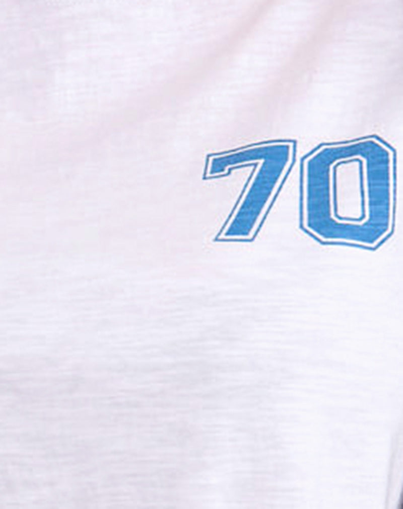 Jihan Top in Off White with Mediterranean Blue Binding-Nico Sky