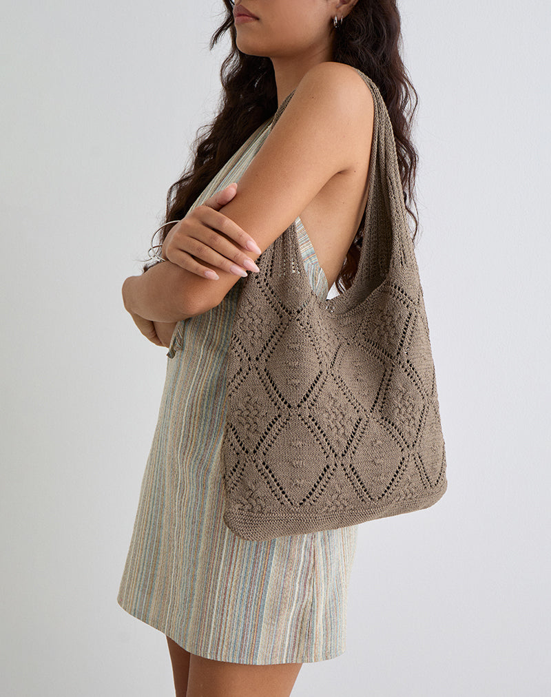 Fika Crochet Bag in Brown-Nico Sky