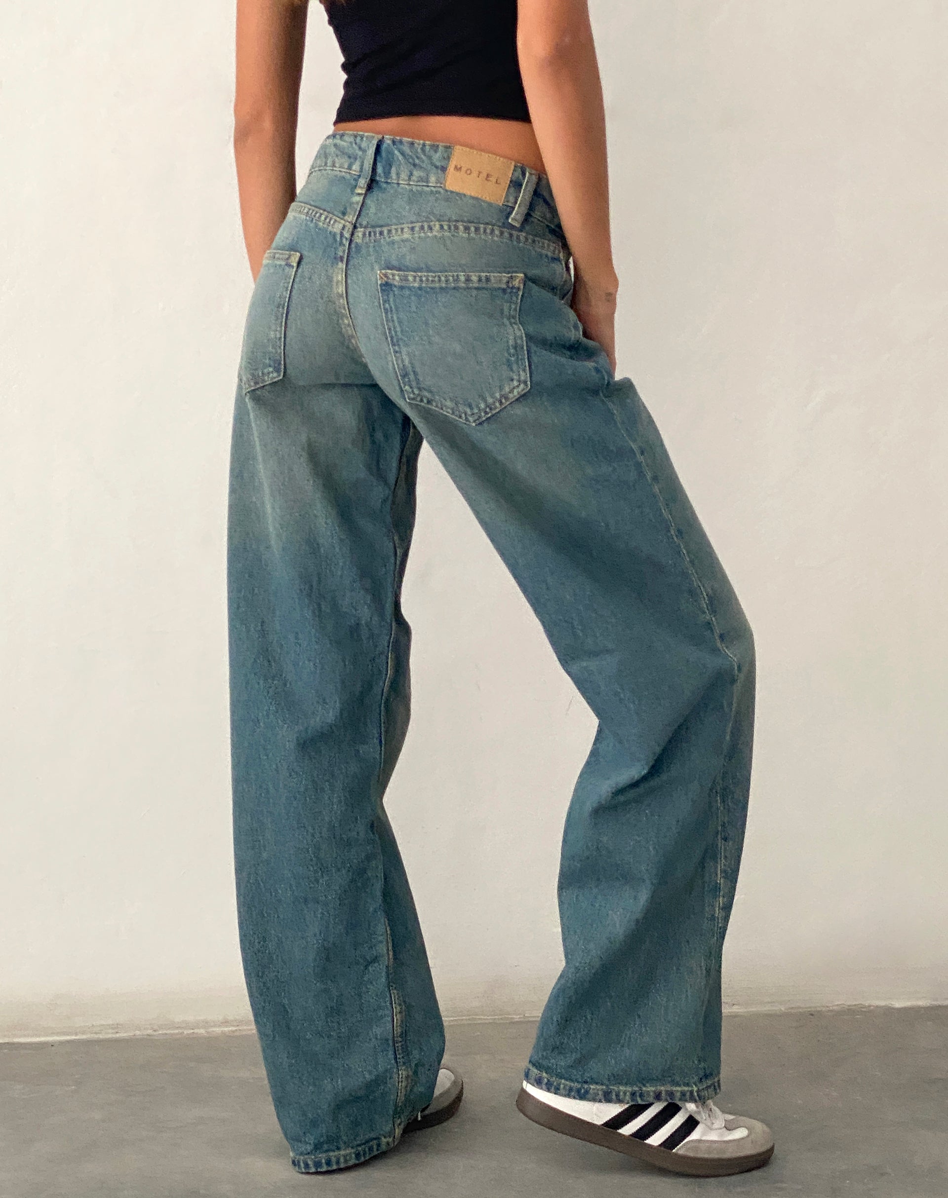 Low Rise Parallel Jeans in Vintage Blue Green-Nico Sky