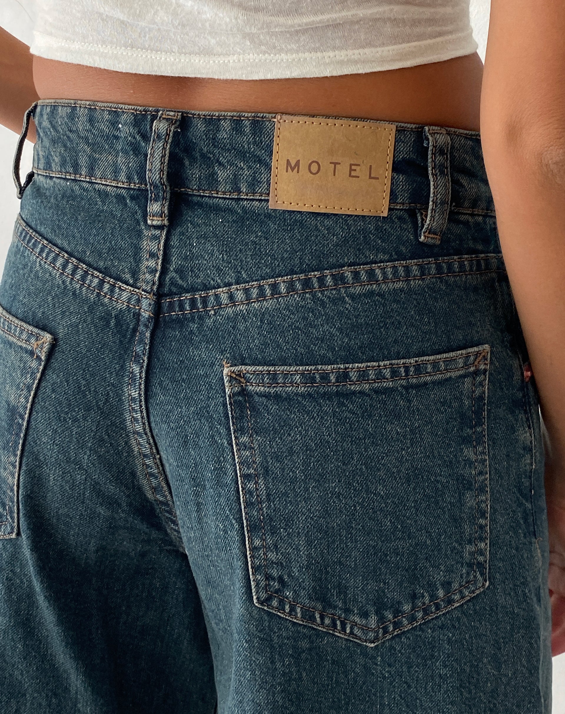 Roomy Mid Rise Long Jorts in Brown Blue Acid-Nico Sky