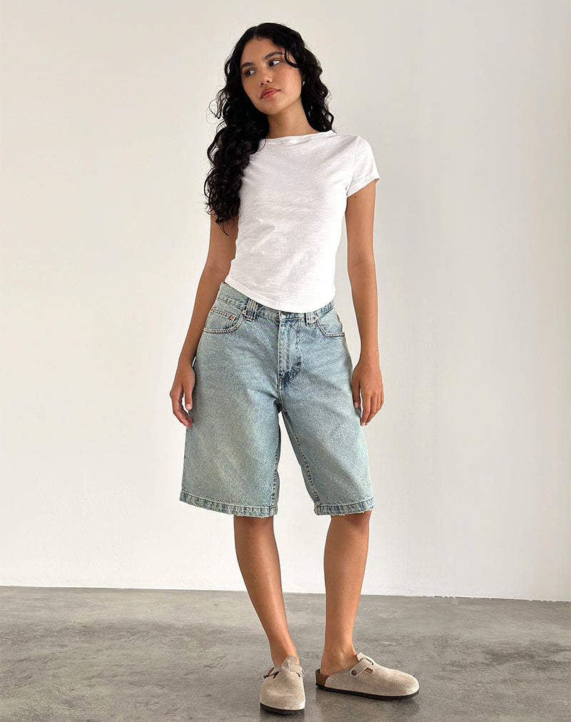 Jojes Jersey Tee Top in White-Nico Sky