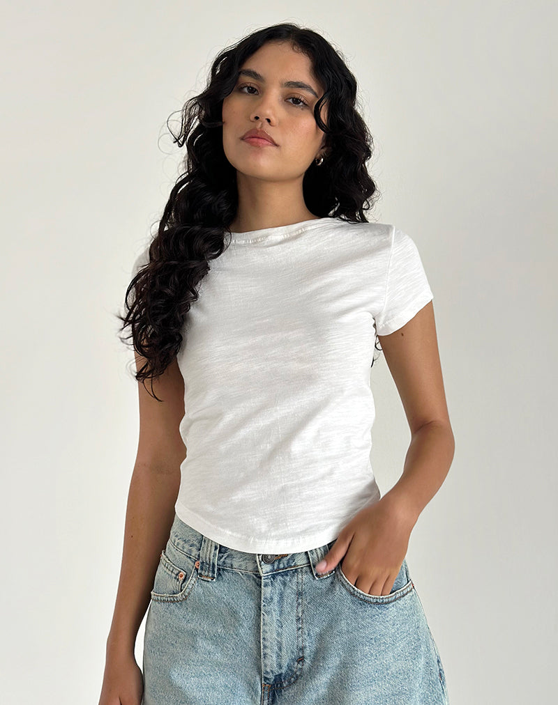 Jojes Jersey Tee Top in White-Nico Sky