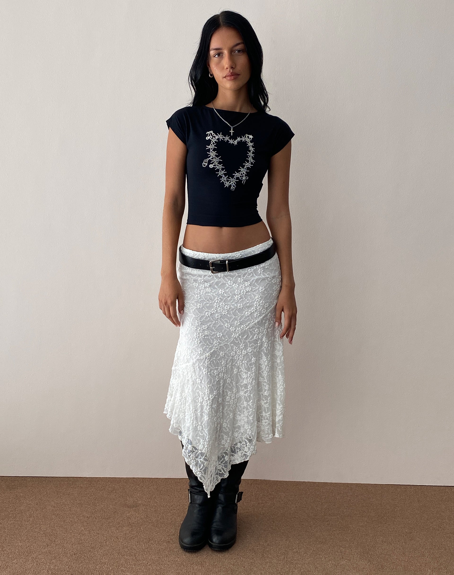 Jonnet Baby Tee in Black with Cutie Thorns Motif-Nico Sky