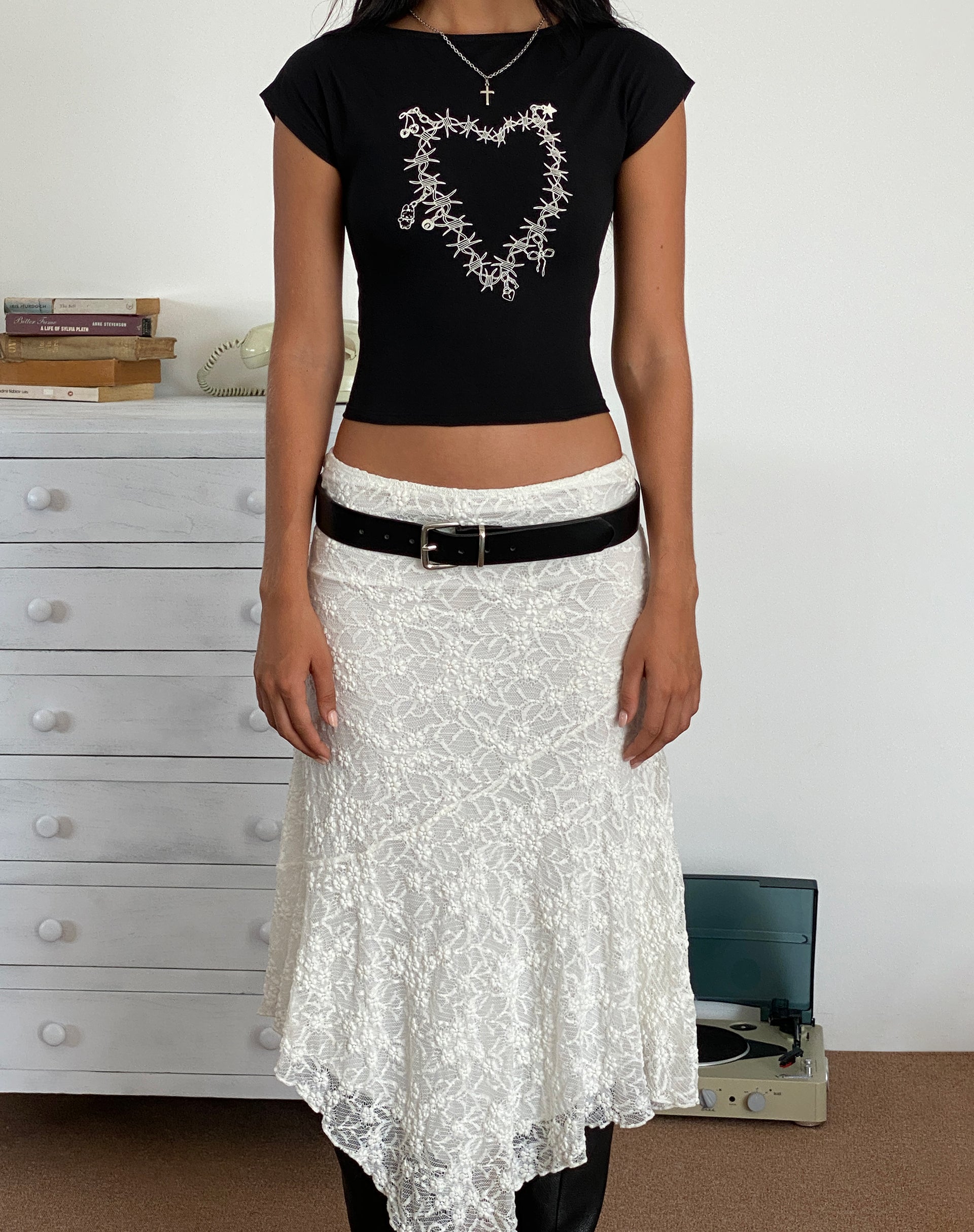 Jonnet Baby Tee in Black with Cutie Thorns Motif-Nico Sky