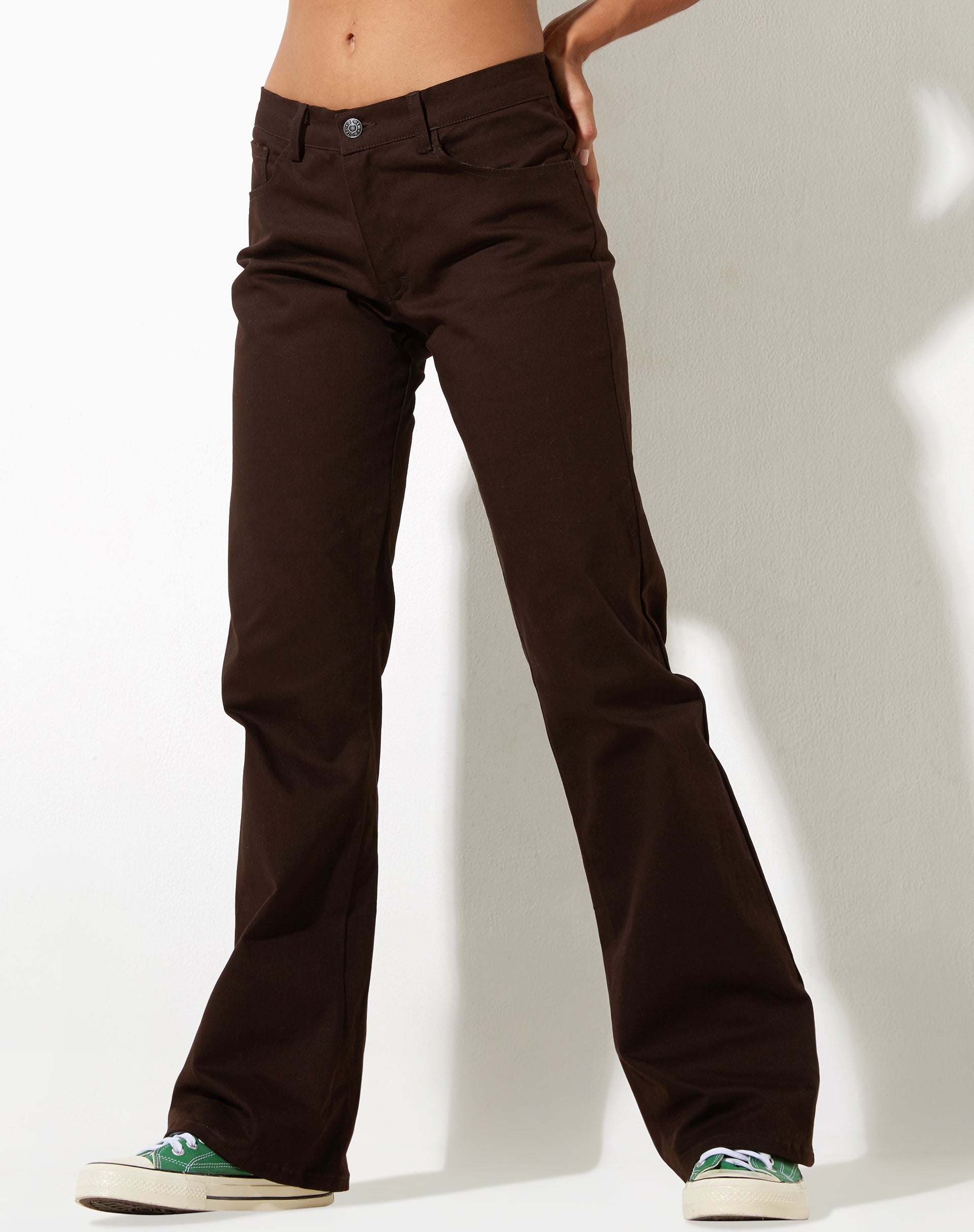 Jopan Flare Trouser in Twill Bitter Chocolate-Nico Sky
