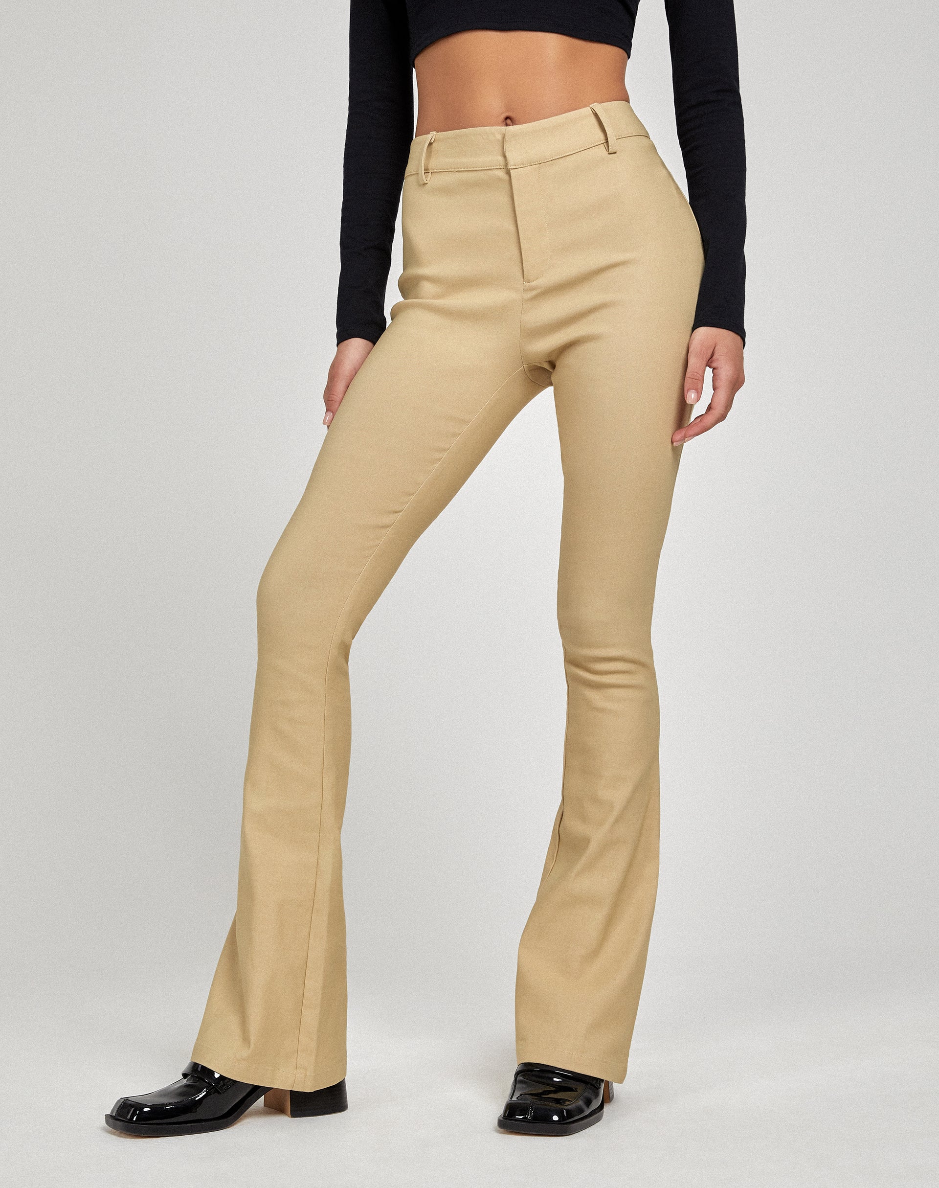 Jopanka Flare Trouser in Tailoring Ecru-Nico Sky