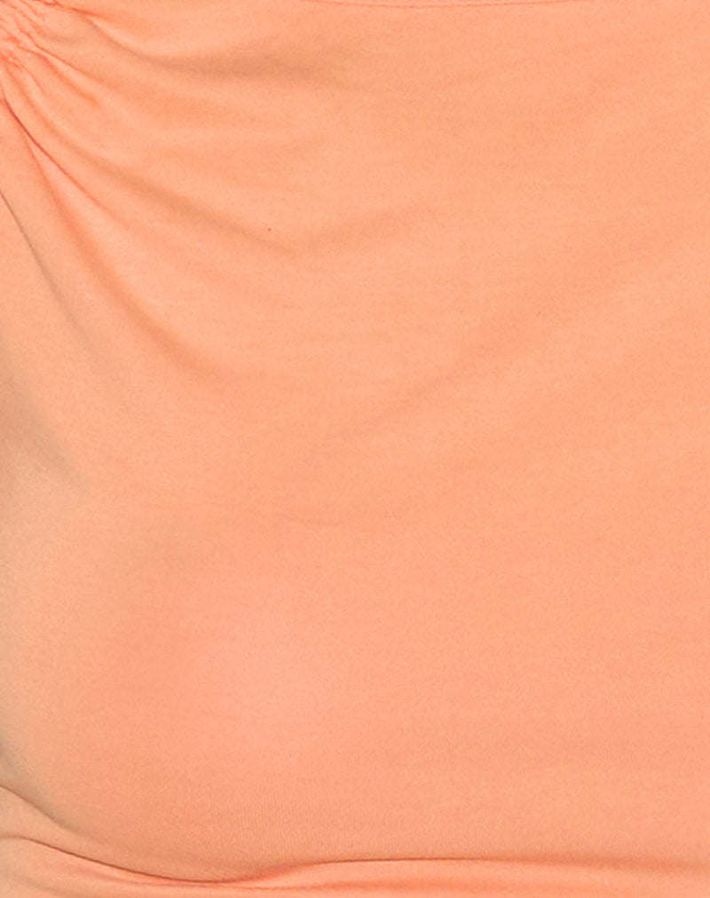 Jophiel Cut Shoulder Top in Cupro Coral-Nico Sky