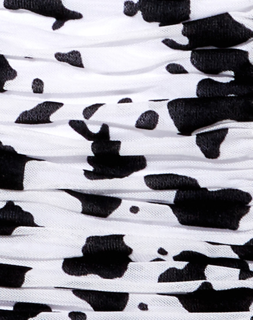 Jora Mini Skirt in Flock Dalmation Black and White-Nico Sky