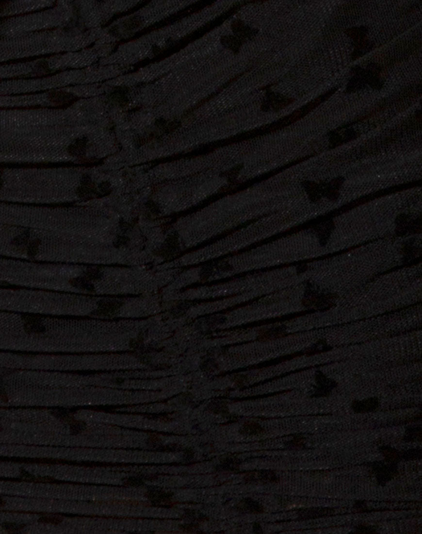 Jora Mini Skirt in Black Flock Flutterby-Nico Sky