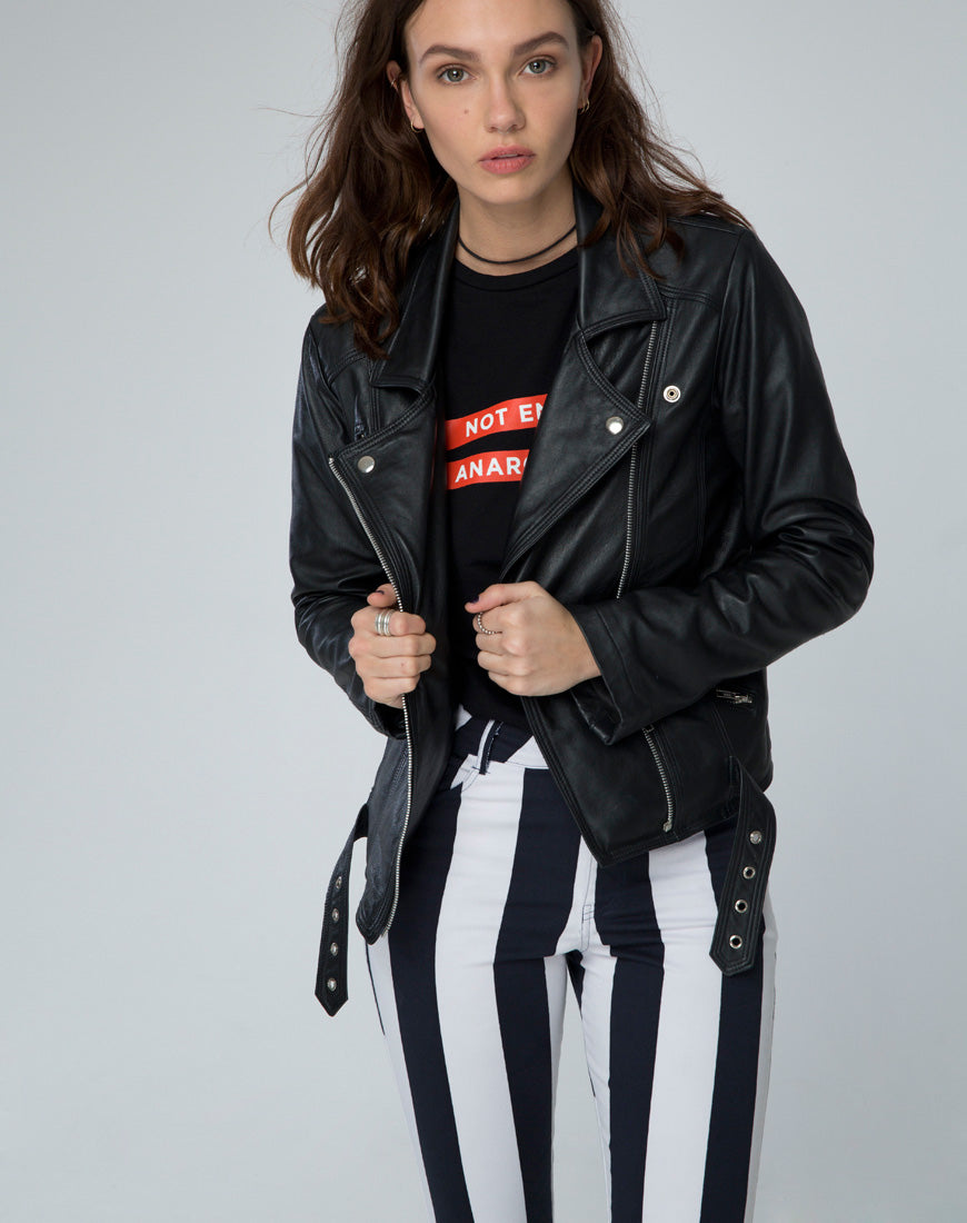 Jordan Jean in Motel Stripe Black and White-Nico Sky