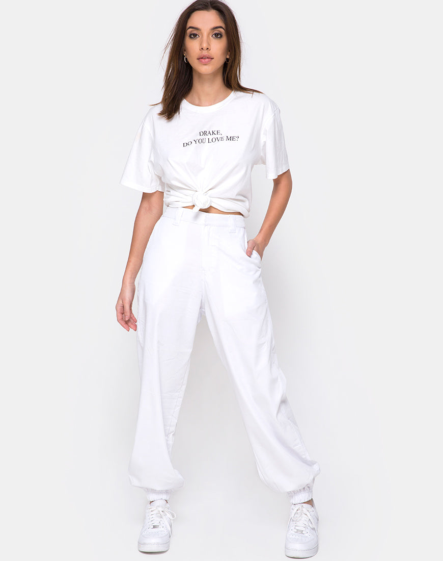 Jubie Cargo Trouser in White Drill-Nico Sky