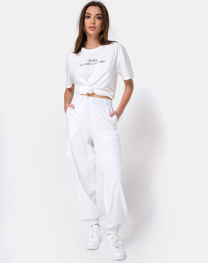 Jubie Cargo Trouser in White Drill-Nico Sky