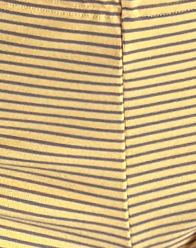 Sera Micro Shorts in Stripe Jersey Yellow Grey-Nico Sky