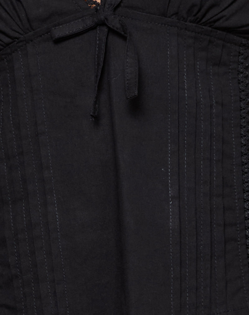 Jepuni Cami Top in Black Poplin-Nico Sky