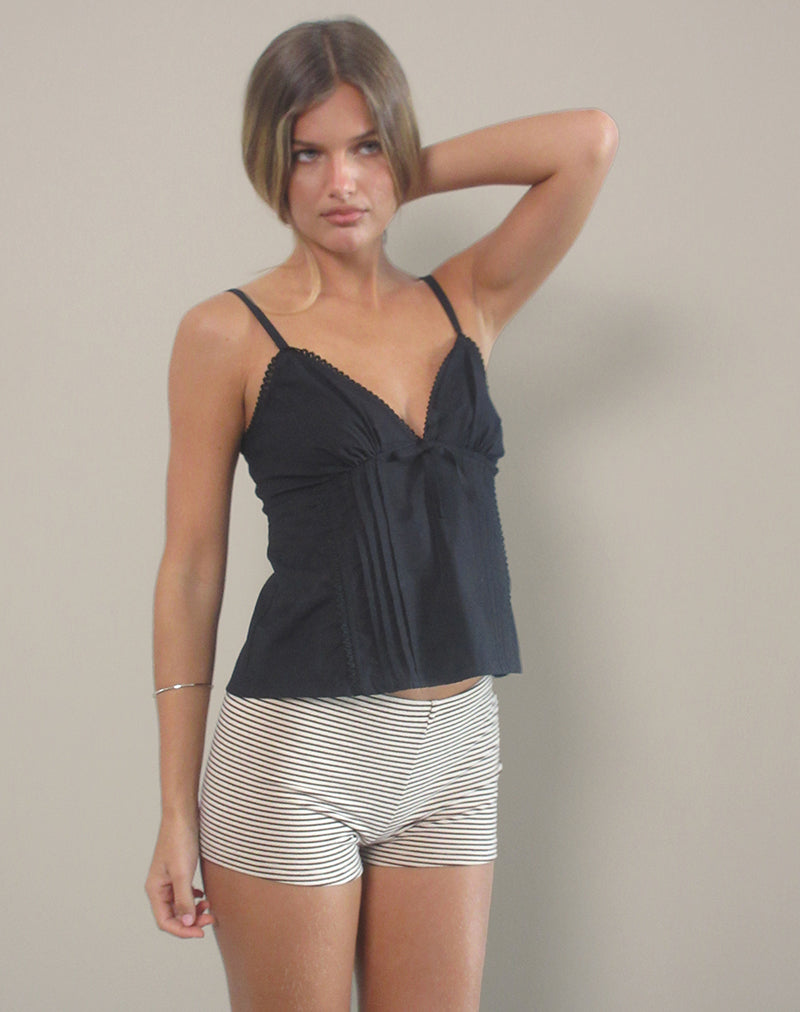 Jepuni Cami Top in Black Poplin-Nico Sky