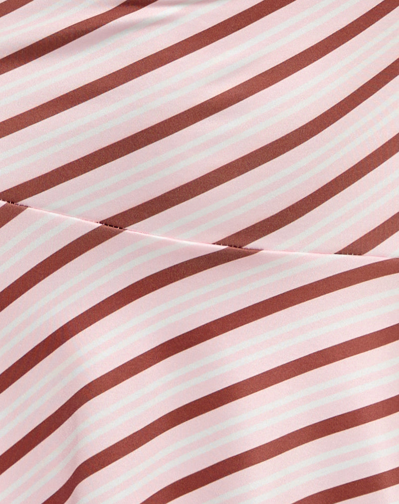 Kagari Mini Dress in Diagonal Stripe Pink-Nico Sky