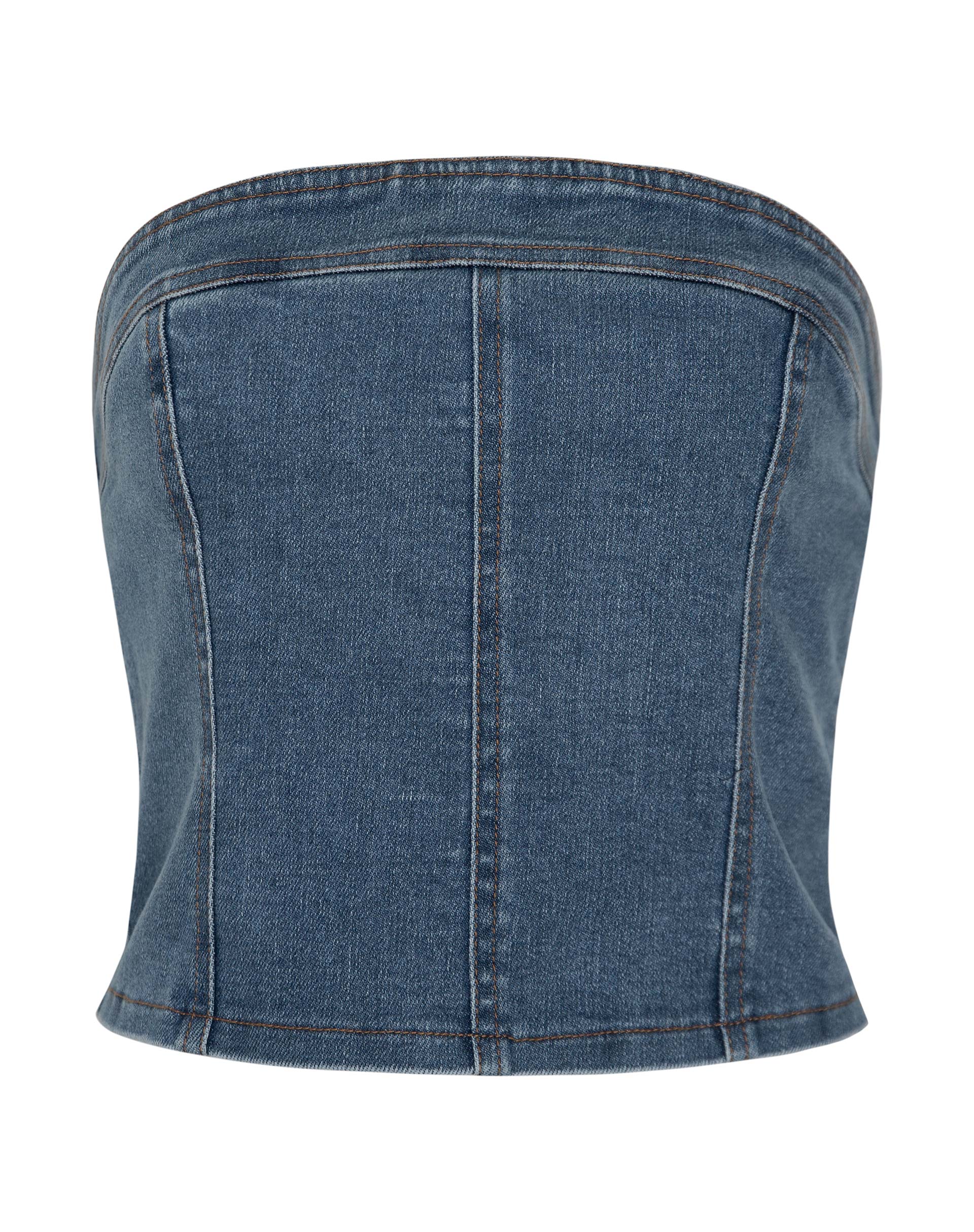 Kaiha Denim Bandeau Corset Top in Blue Wash-Nico Sky