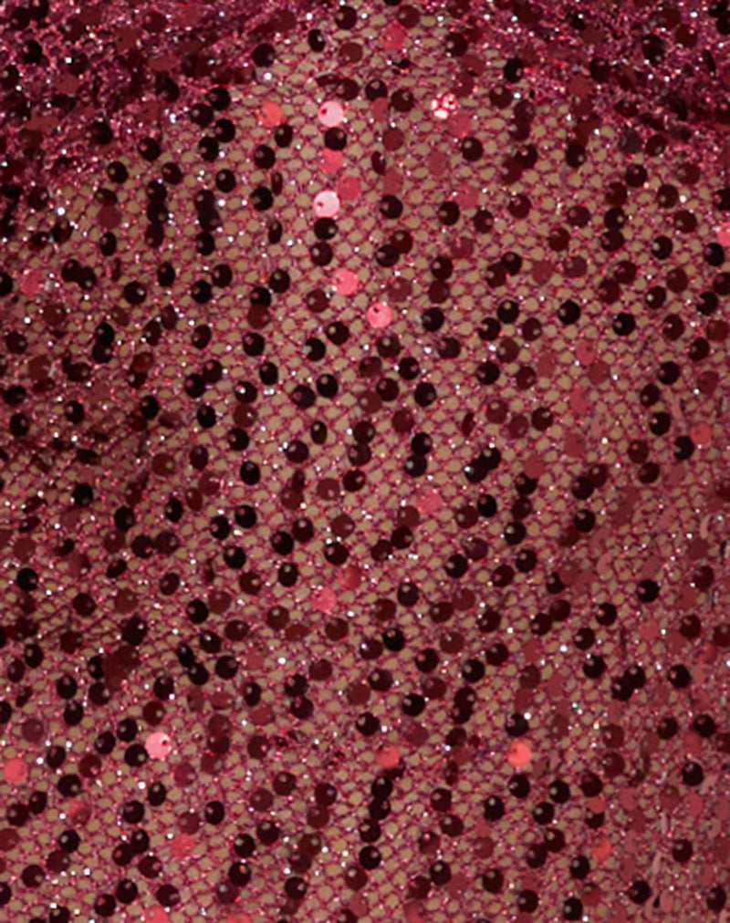 Karachi Triangle Cami Top in Sequin Burgundy-Nico Sky