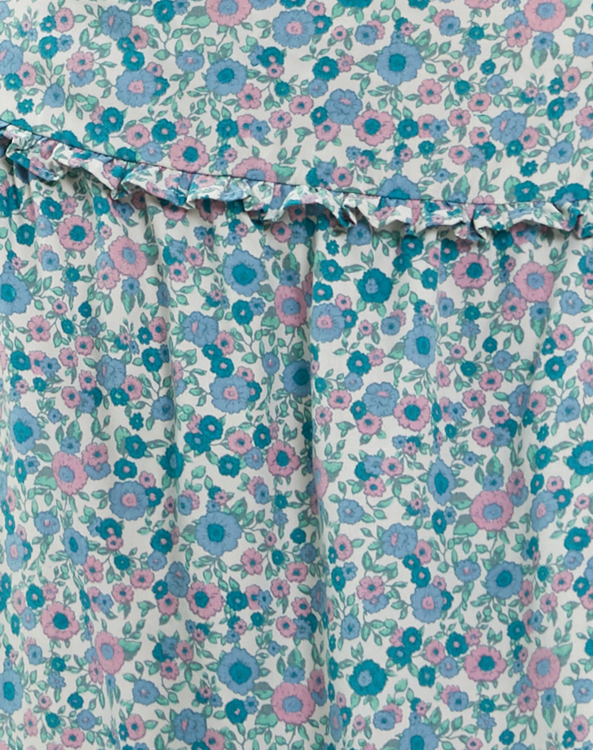 Kasya Frill Hem Midi Wrap Skirt in Flower Power Blue-Nico Sky