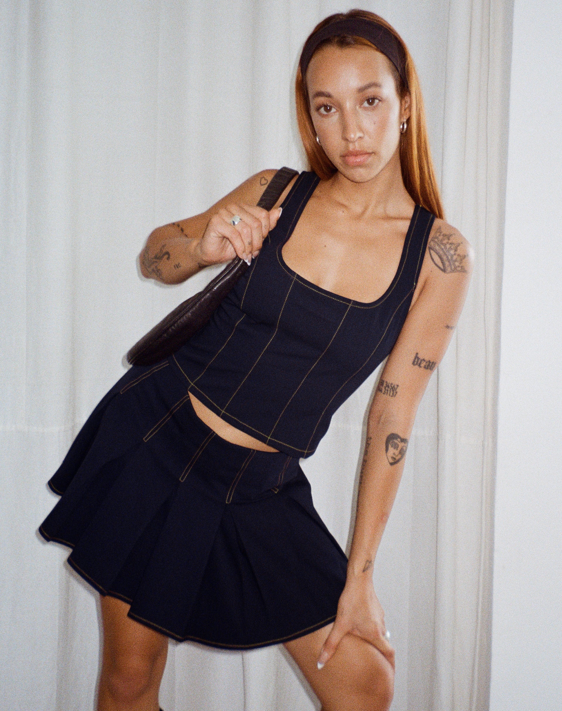 Kayaso Corset Top in Navy-Nico Sky