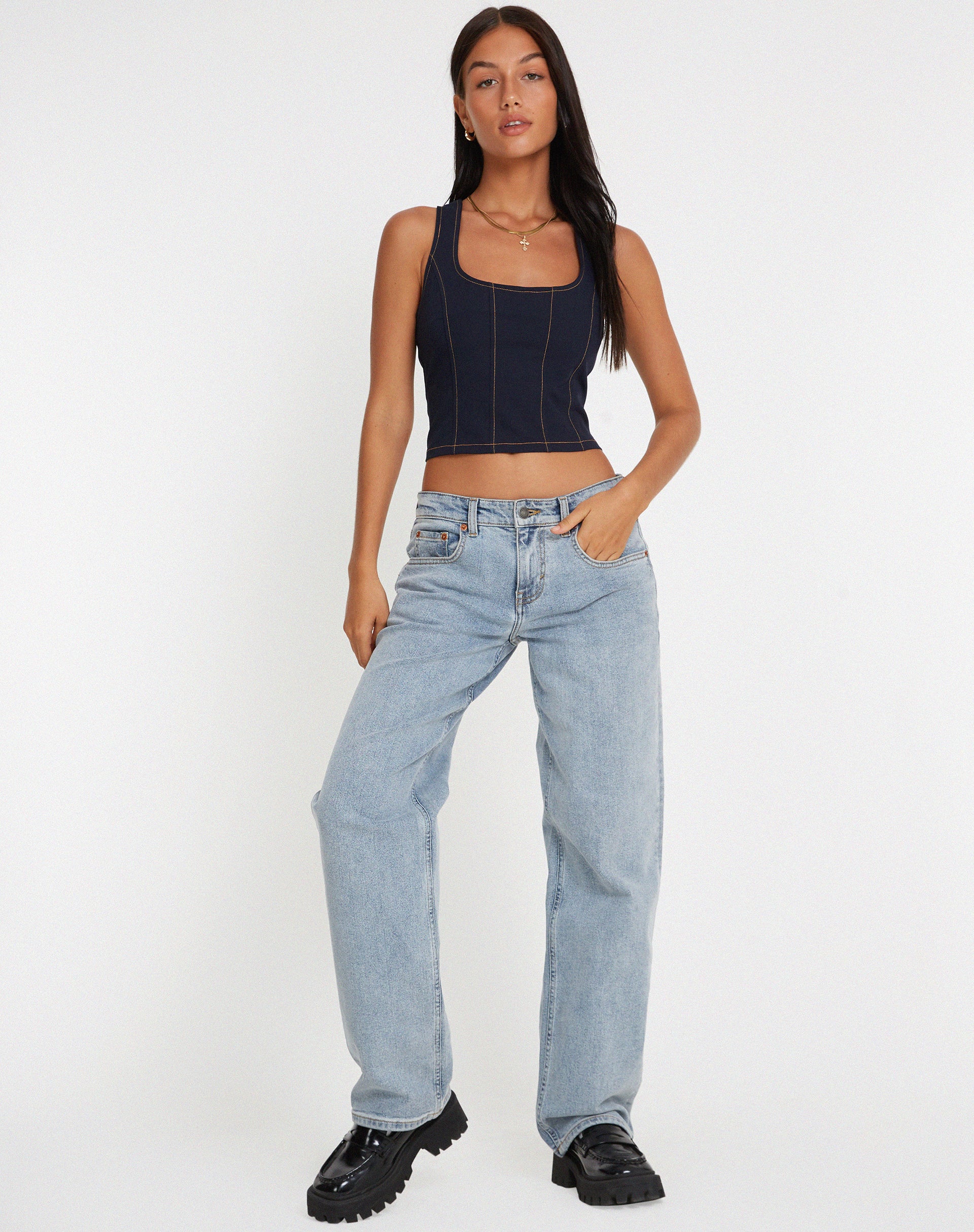 Kayaso Corset Top in Navy-Nico Sky