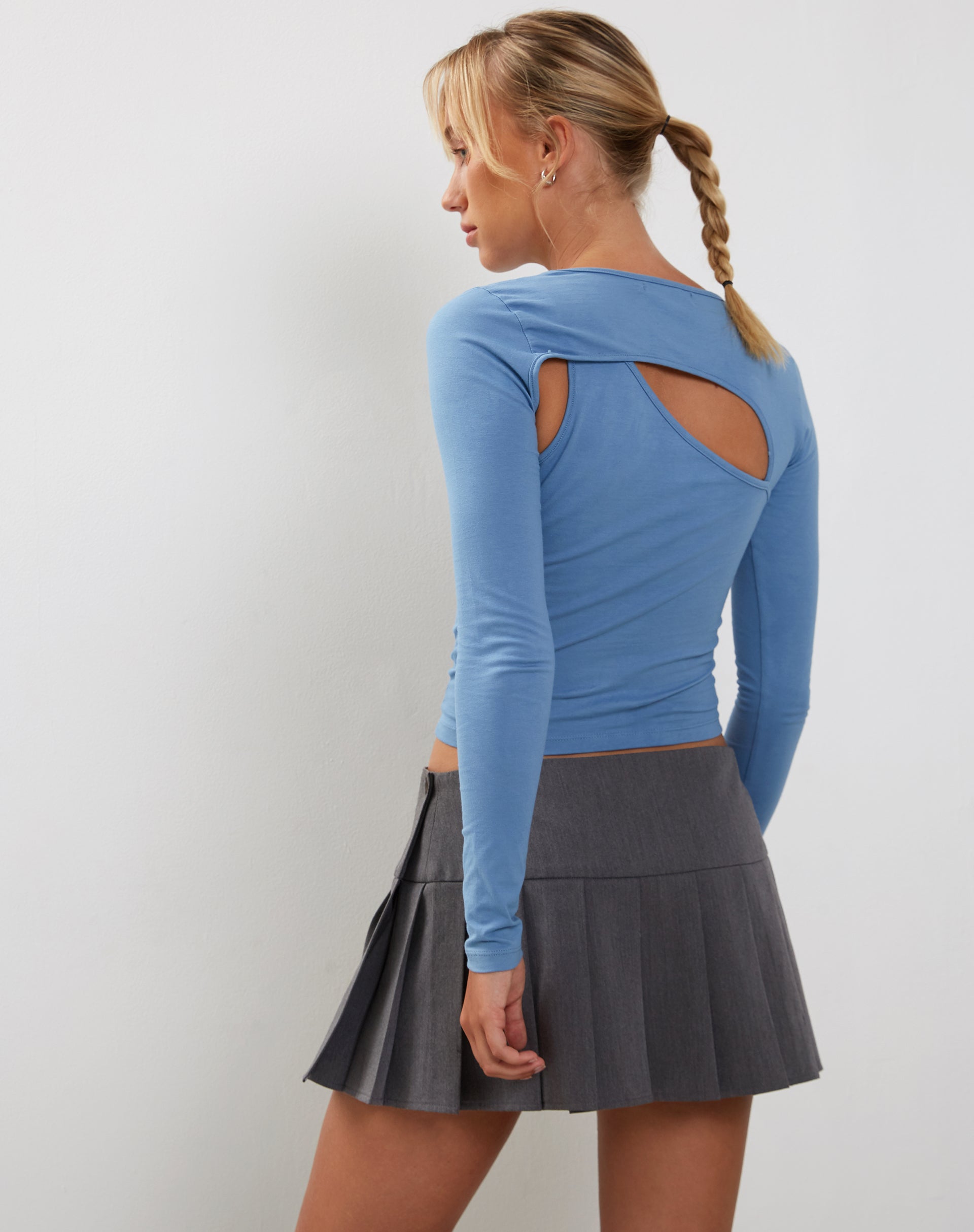 Kaze Long Sleeve Top in Faded Denim-Nico Sky