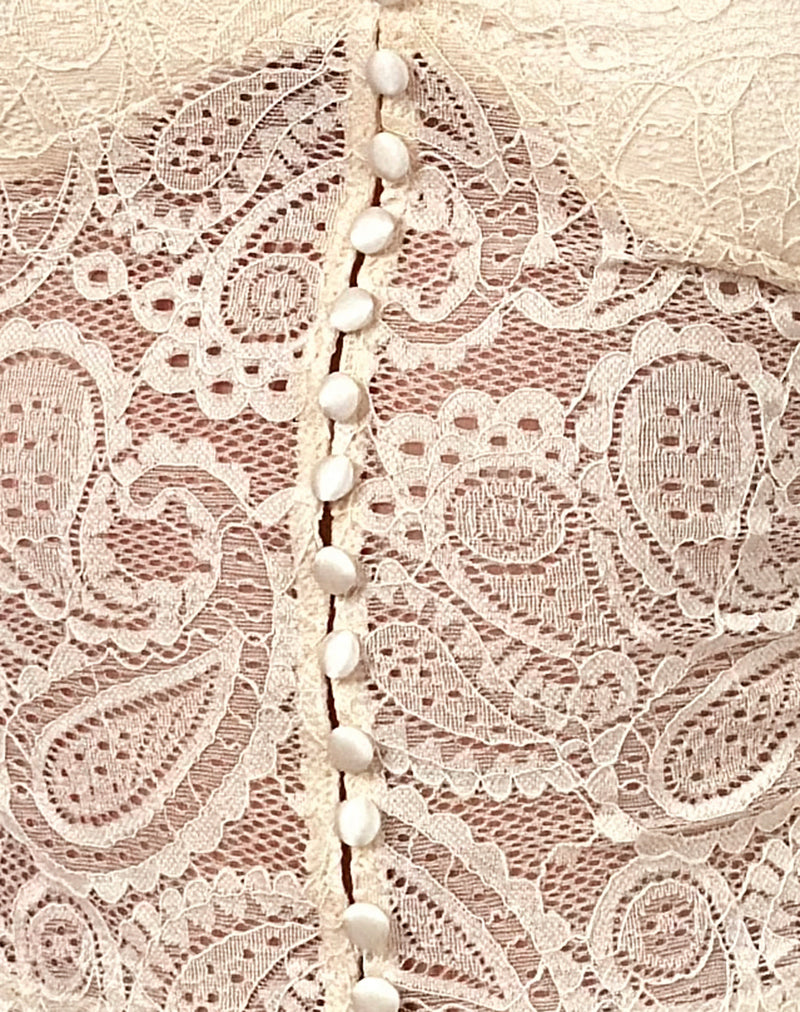 Kefira Plunge Neck Top in Lace Cream-Nico Sky