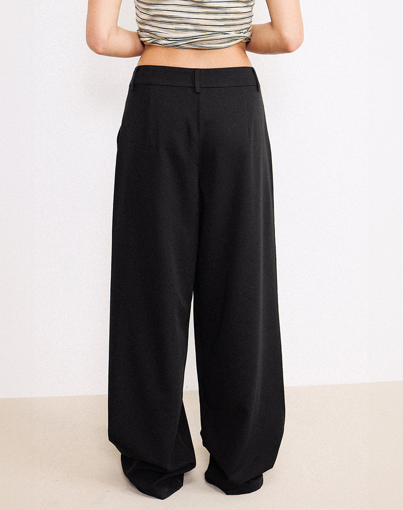 Sakira Oversized Wide Leg Trousers in Black-Nico Sky