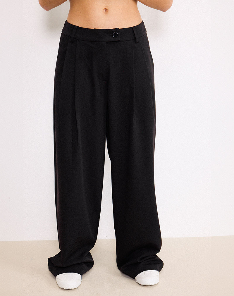 Sakira Oversized Wide Leg Trousers in Black-Nico Sky