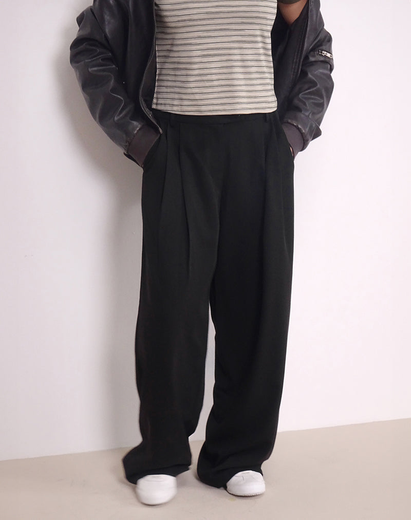 Sakira Oversized Wide Leg Trousers in Black-Nico Sky
