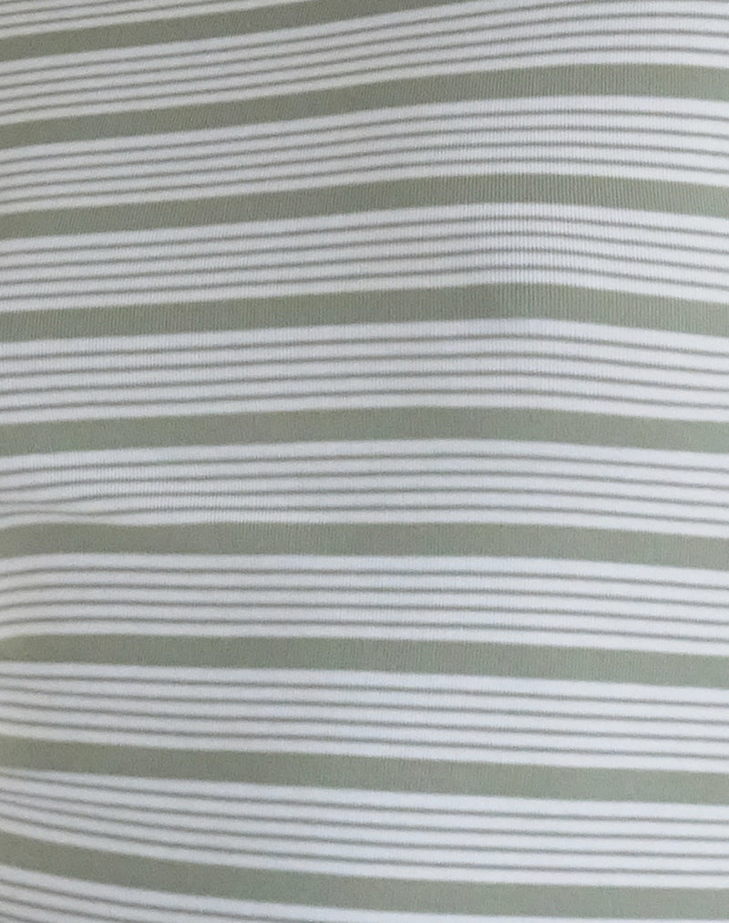 Kenichi Top in Stripe Sage Green Jersey-Nico Sky