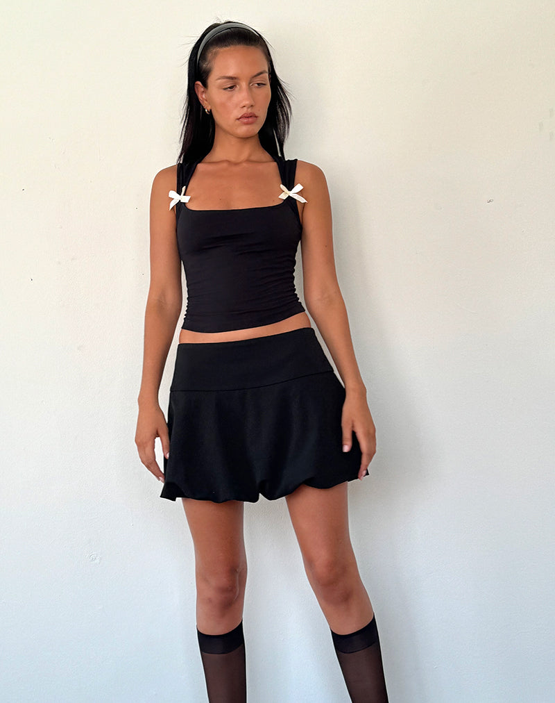 Keshi Puffball Mini Skirt in Black-Nico Sky