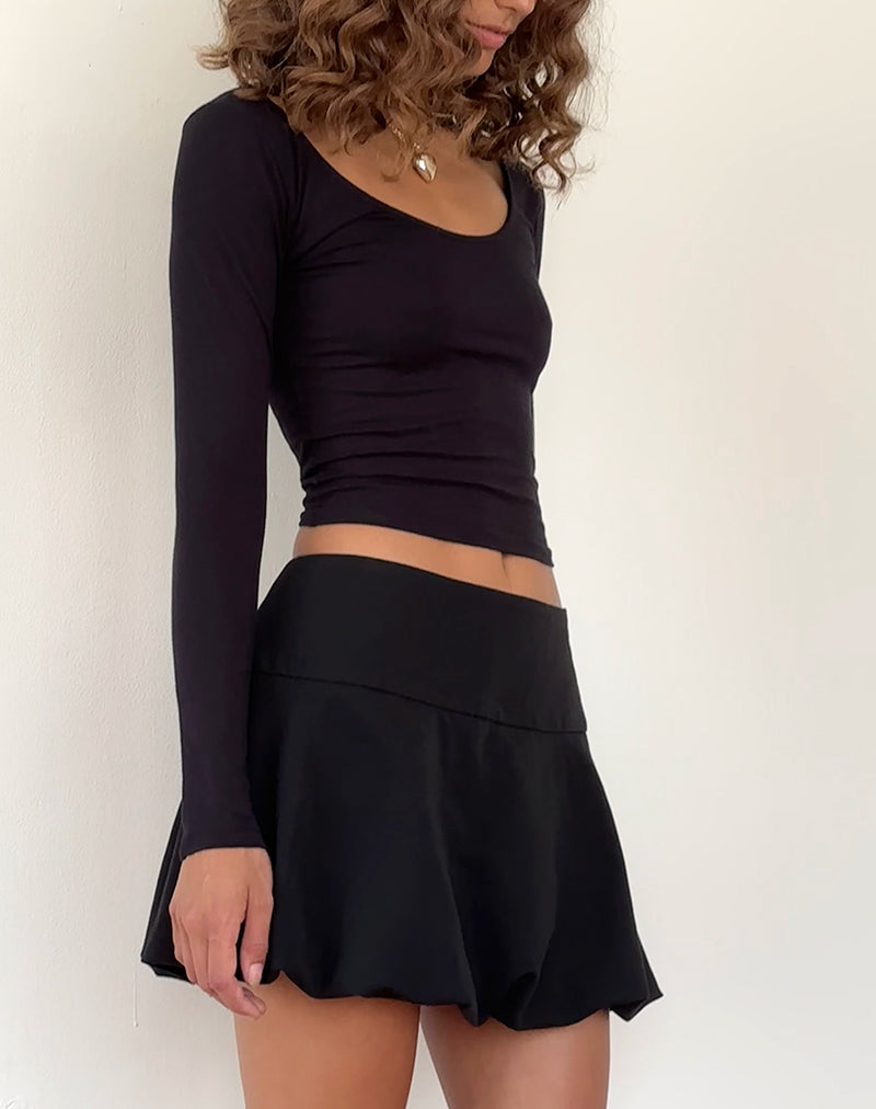 Keshi Puffball Mini Skirt in Black-Nico Sky