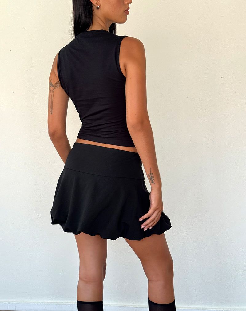 Keshi Puffball Mini Skirt in Black-Nico Sky