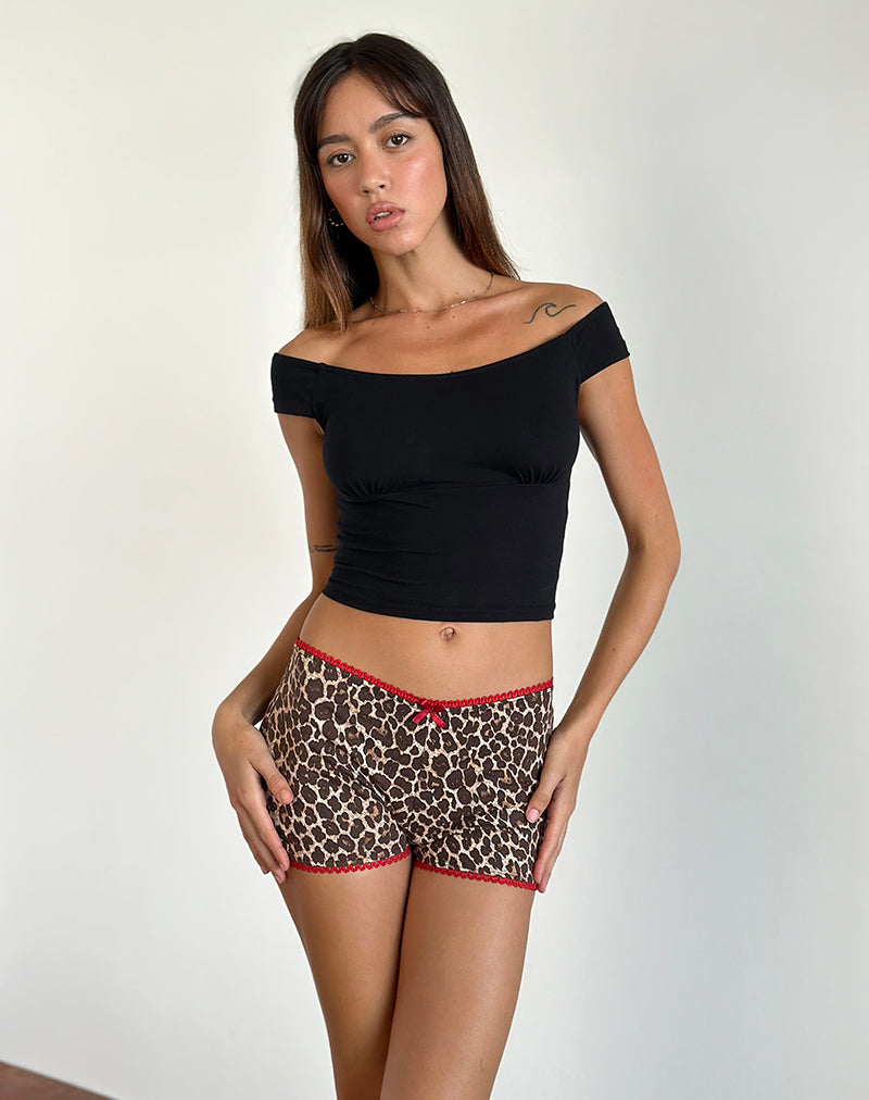 Kichi Micro Shorts in Rar Leopard Sandstorm with Red Trim-Nico Sky