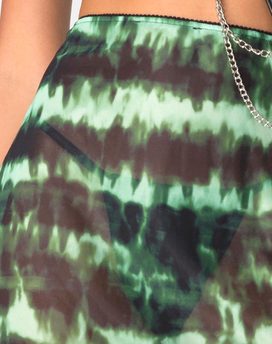 Kinnie Mini Skirt in Tie Dye Turquoise Mesh-Nico Sky