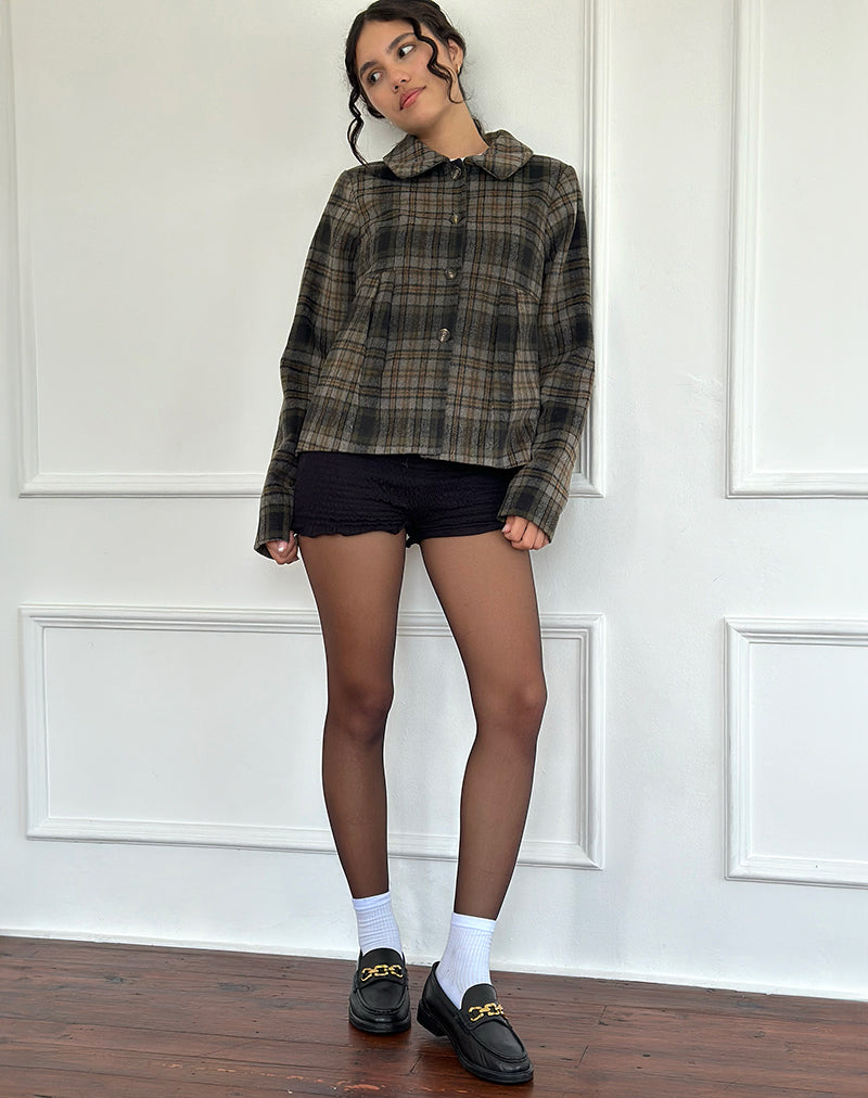 Kisaki Swing Coat in Check Yellow-Nico Sky