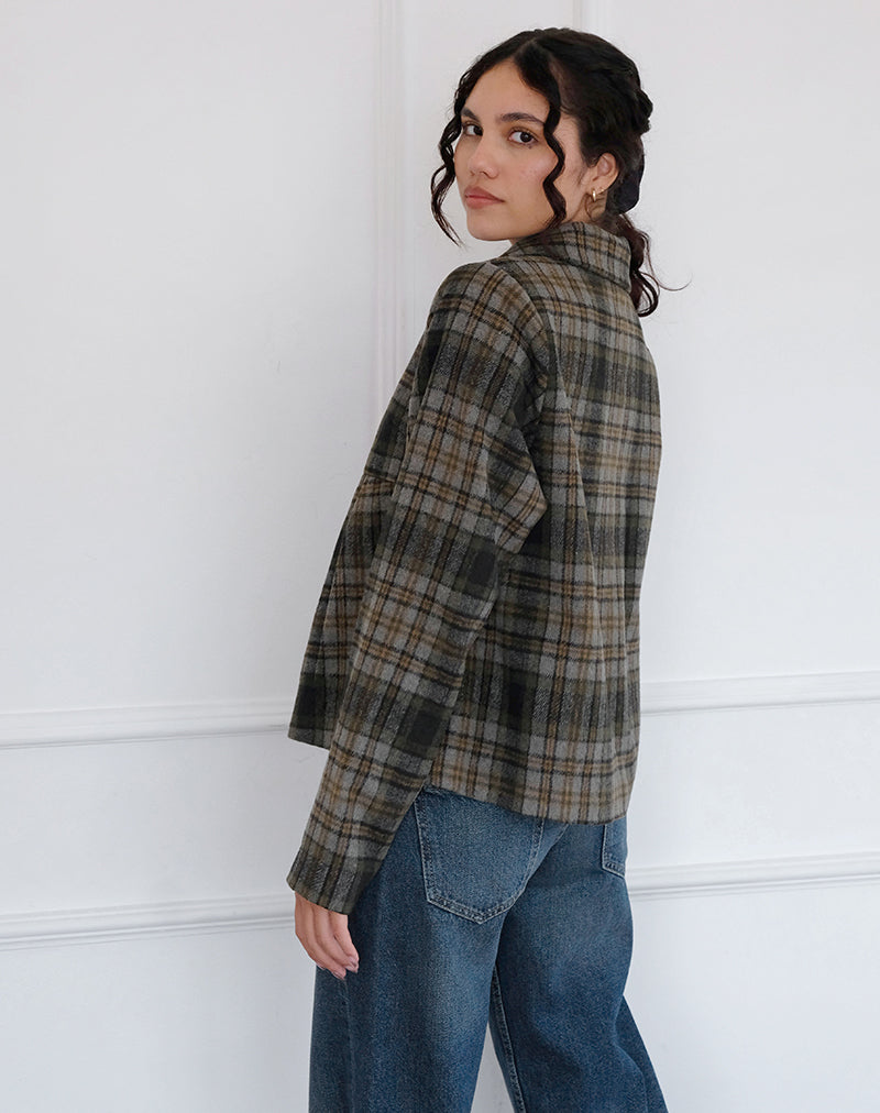 Kisaki Swing Coat in Check Yellow-Nico Sky