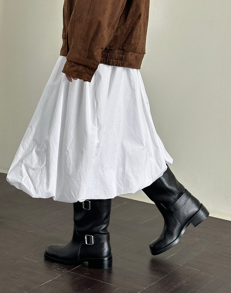 Kiyono Maxi Skirt in Poplin White-Nico Sky