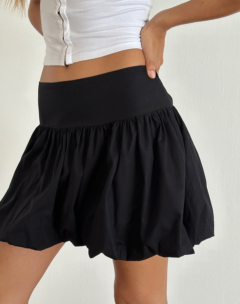Kiyowo Puffball Mini Skirt in Black-Nico Sky