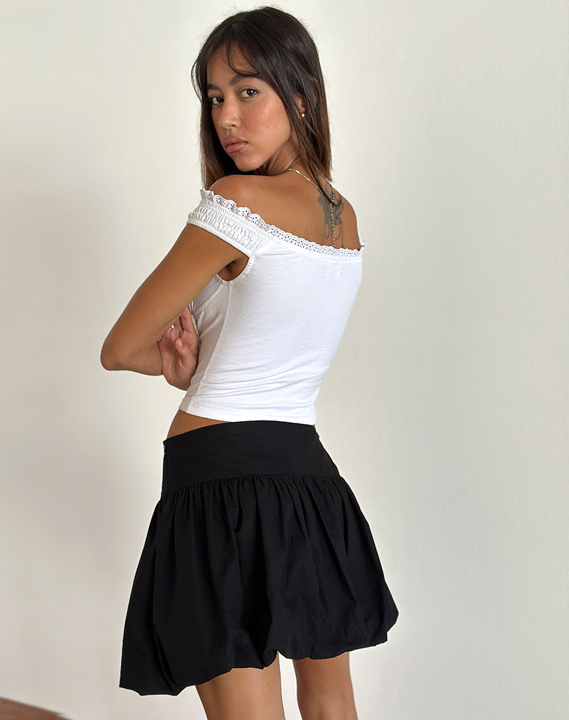 Kiyowo Puffball Mini Skirt in Black-Nico Sky