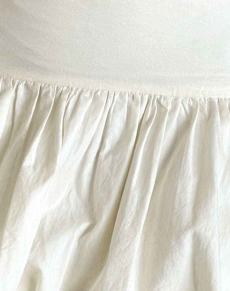 Kiyowo Puffball Mini Skirt in Poplin Ivory-Nico Sky