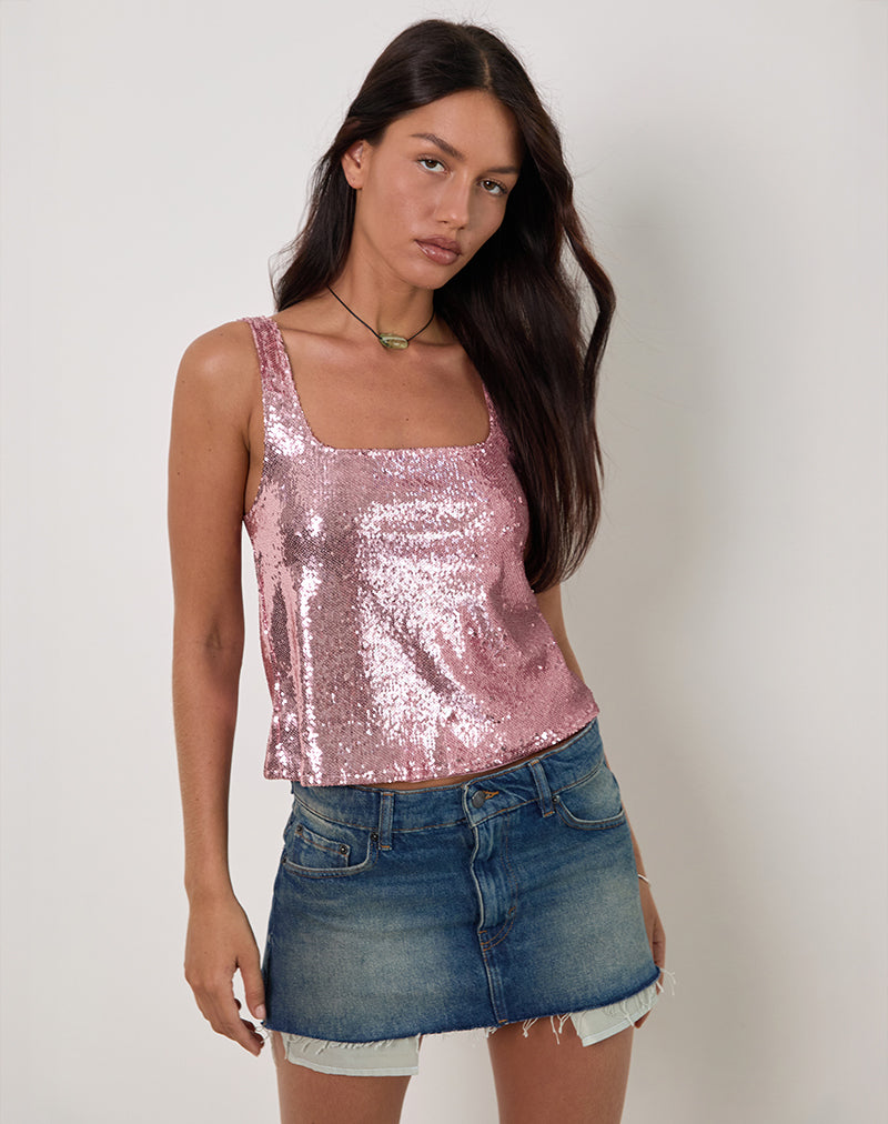 Kosile Cami Top in Sequin Pink-Nico Sky