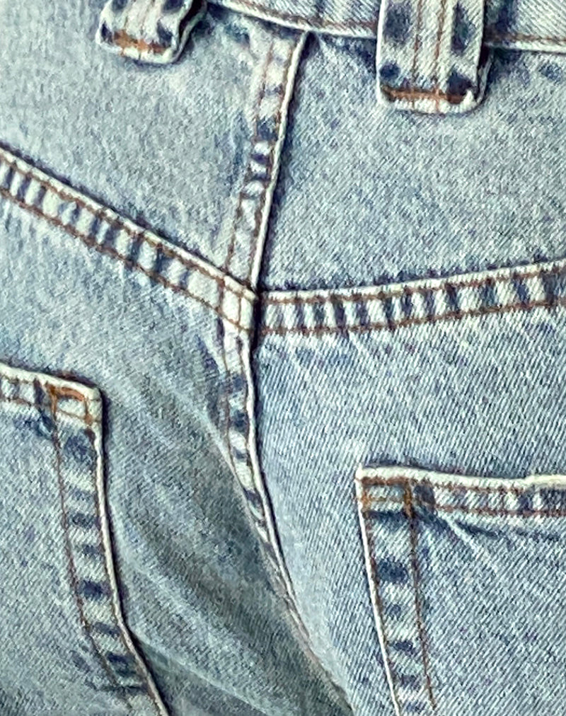 Low Rise Skater Shorts in Bleach Denim-Nico Sky