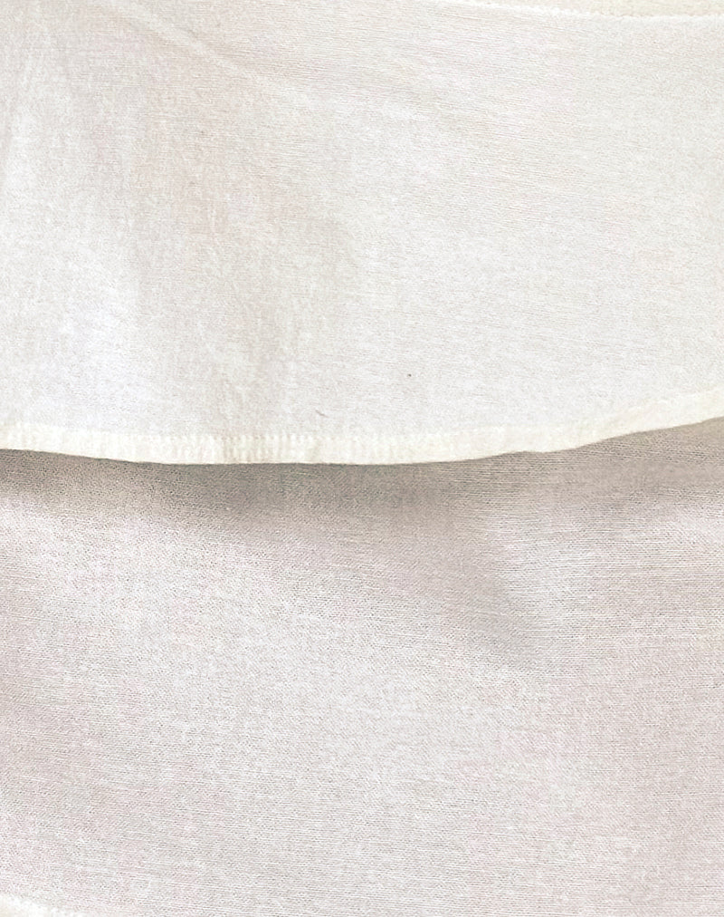 Kyoko Mini Skirt in Linen Ivory-Nico Sky