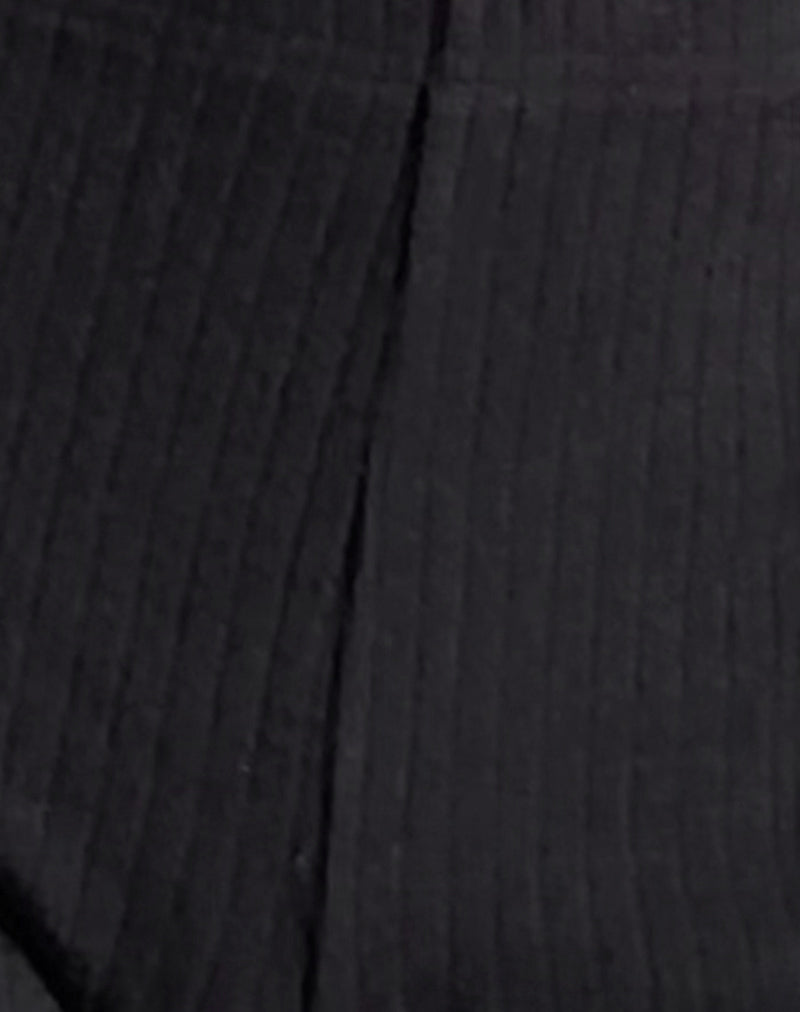 Kyomi Micro Shorts in Ribbed Black-Nico Sky