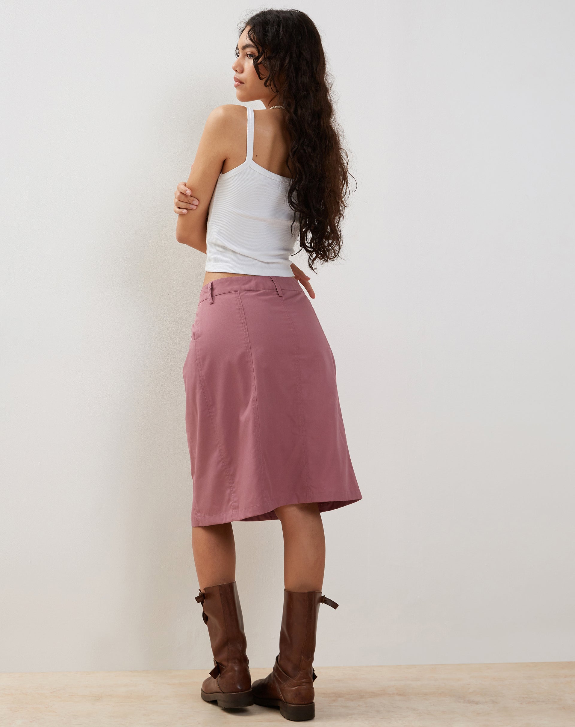 Kyst Cargo Midi Skirt in Mauve-Nico Sky