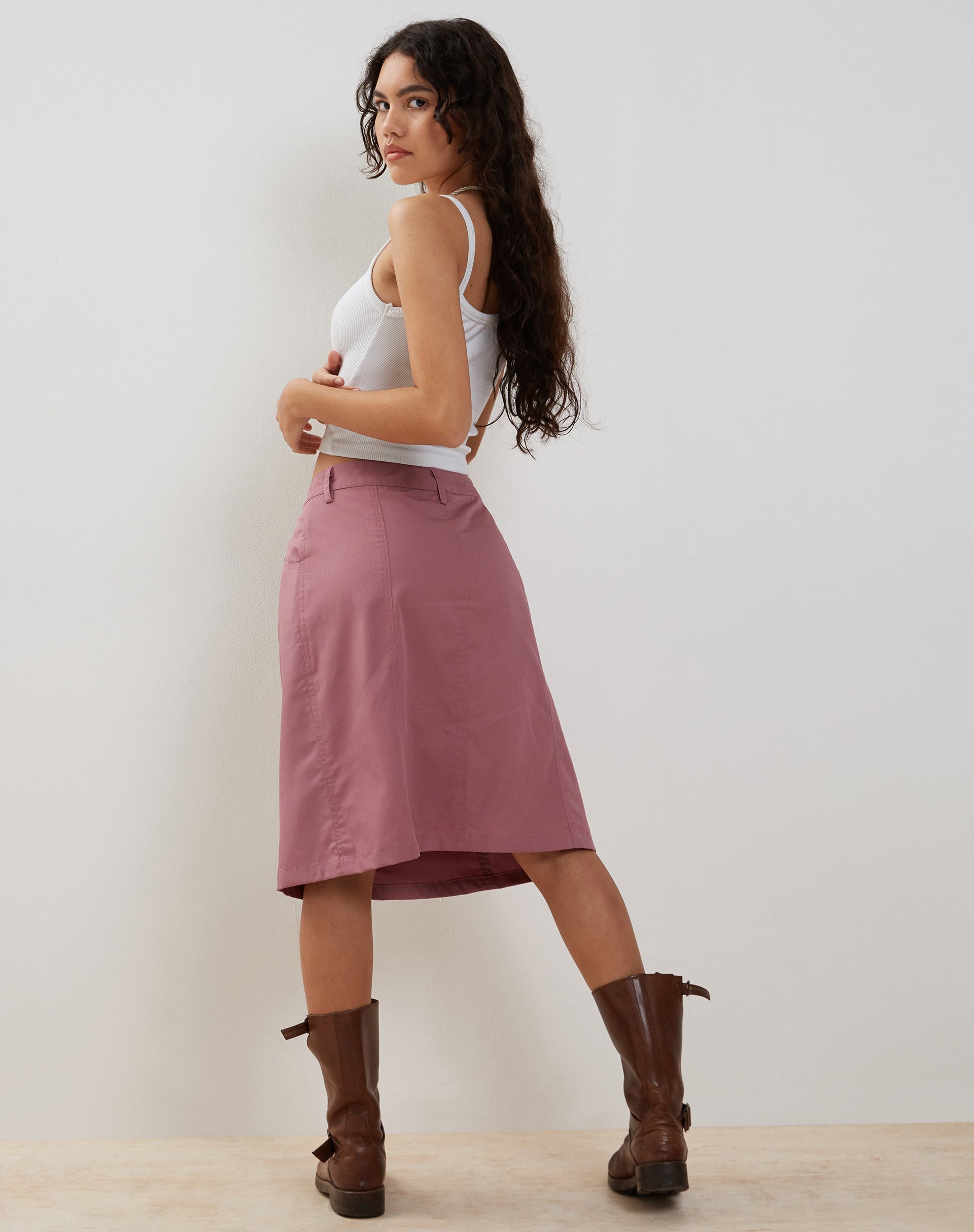 Kyst Cargo Midi Skirt in Mauve-Nico Sky
